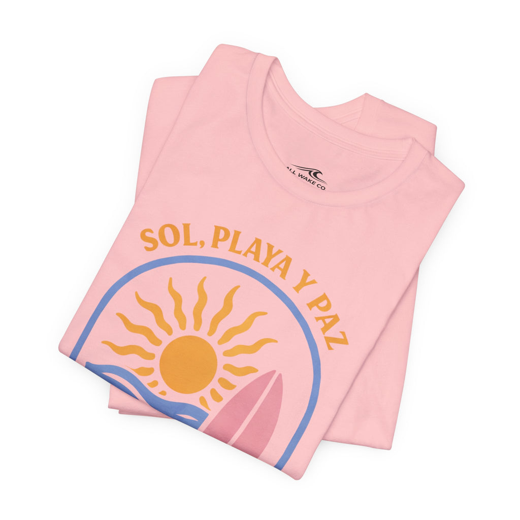 All Wake Co. Sol, Playa, y Paz T-Shirt