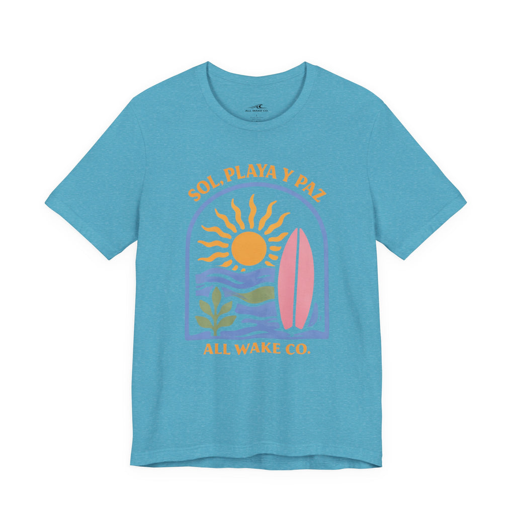 All Wake Co. Sol, Playa, y Paz T-Shirt
