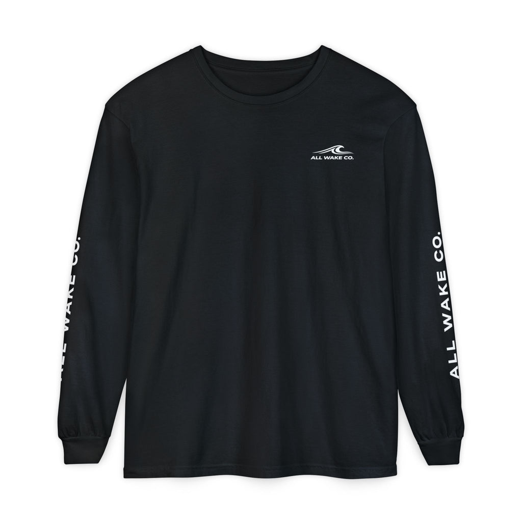 All Wake Co Brand Long Sleeve Shirt — Garment-Dyed Coastal Crewneck