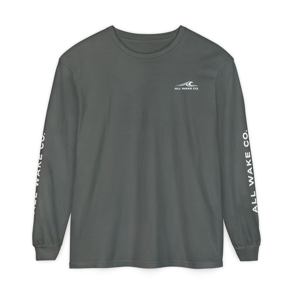 All Wake Co Brand Long Sleeve Shirt — Garment-Dyed Coastal Crewneck