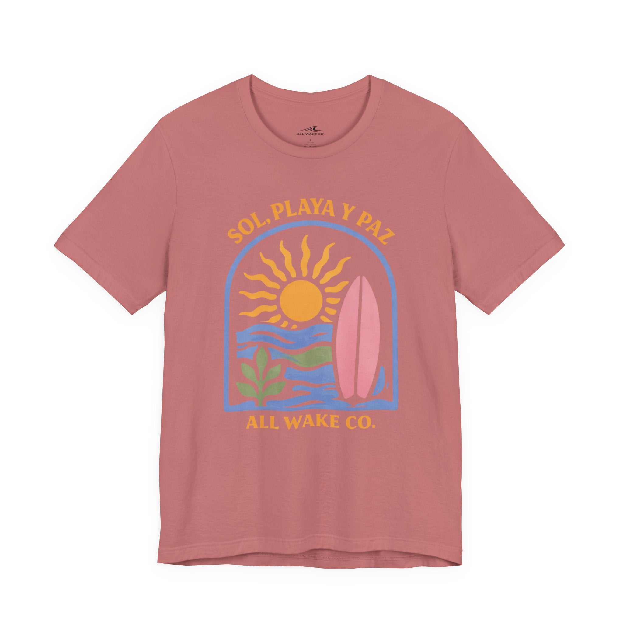 All Wake Co. Sol, Playa, y Paz T-Shirt