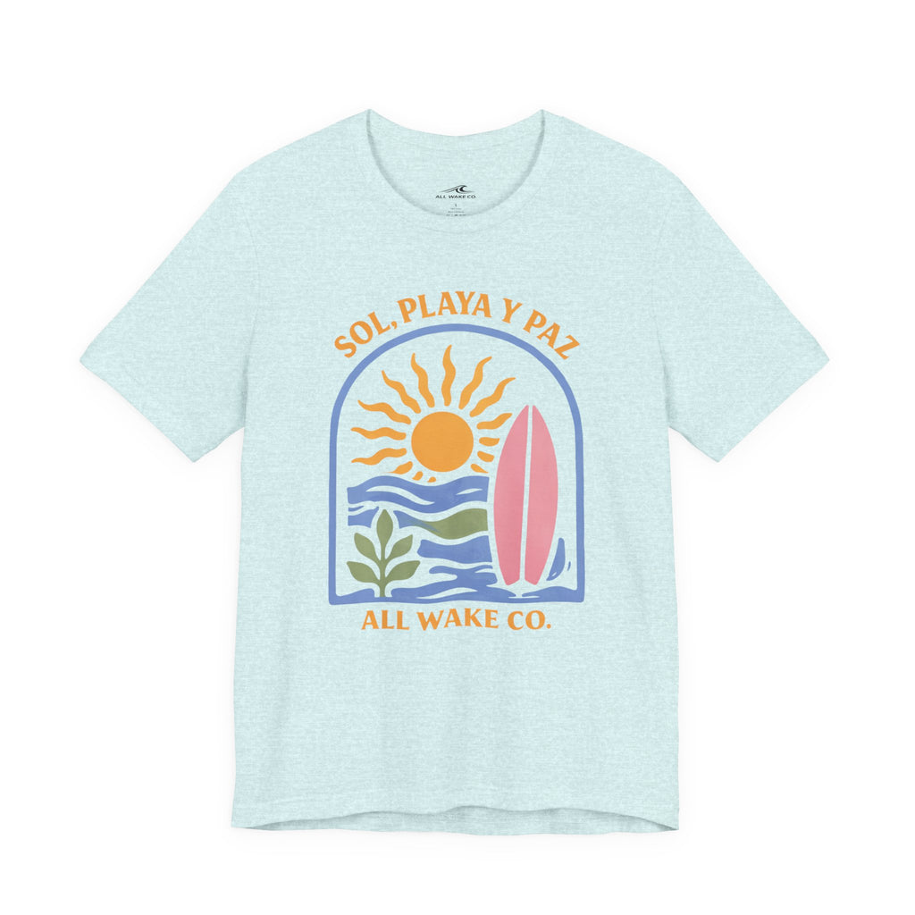 All Wake Co. Sol, Playa, y Paz T-Shirt