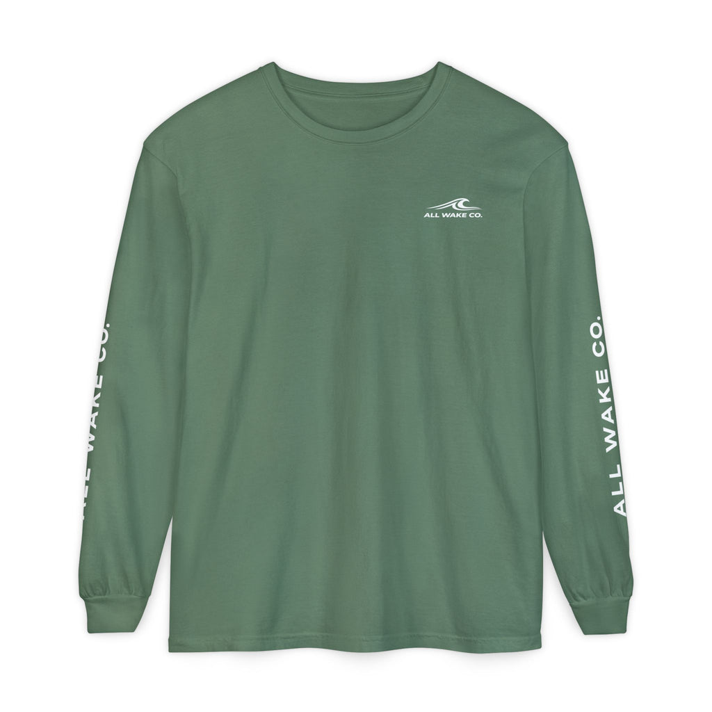 All Wake Co Brand Long Sleeve Shirt — Garment-Dyed Coastal Crewneck