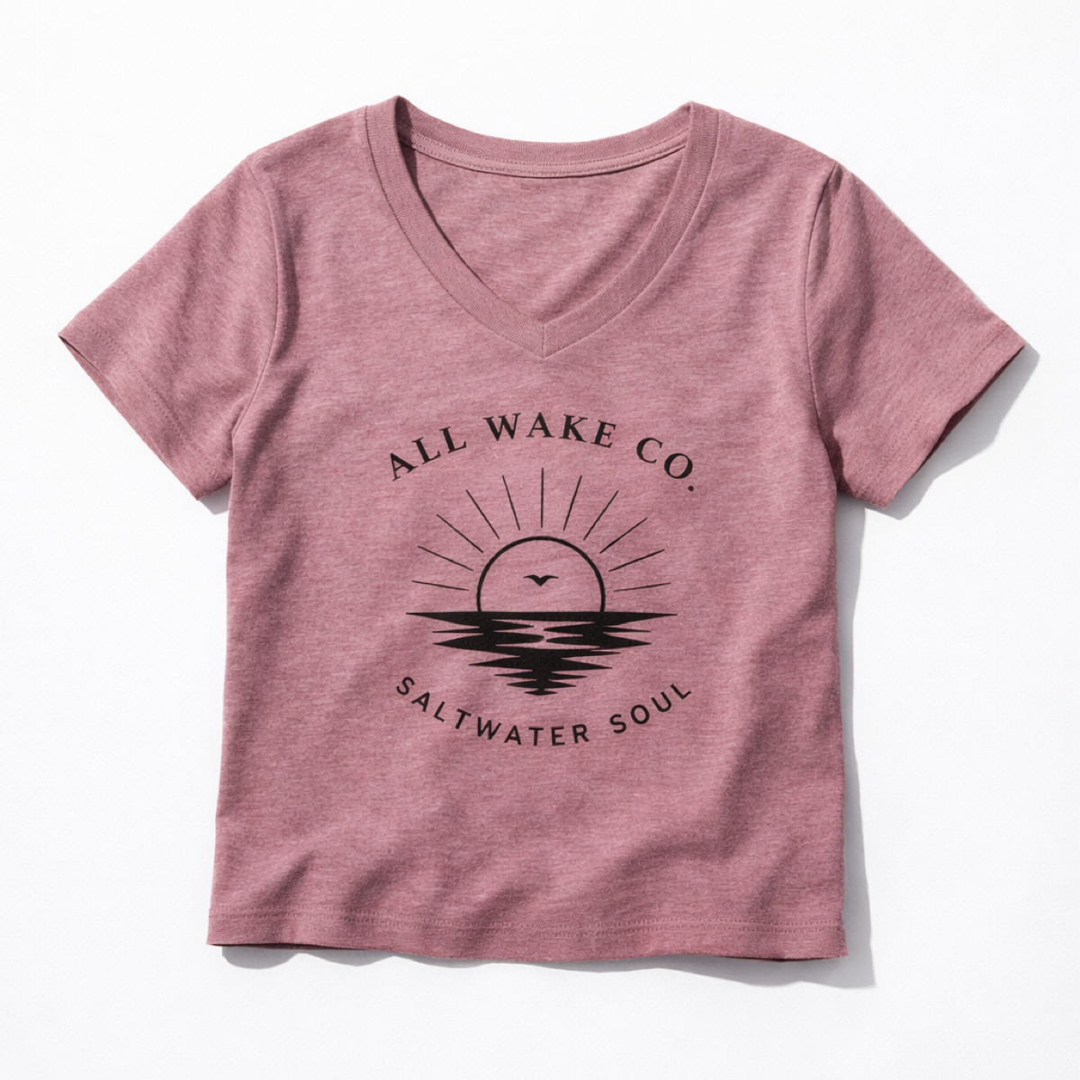 All Wake Co. Womens "Saltwater Soul" V-Neck T-shirt