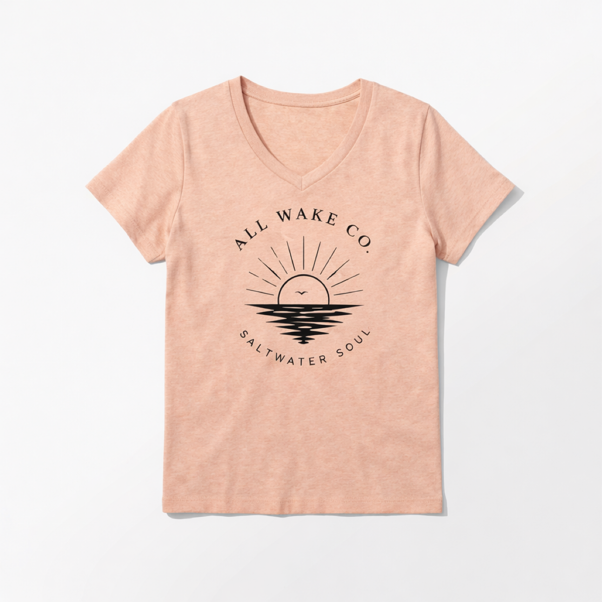 All Wake Co. Womens "Saltwater Soul" V-Neck T-shirt