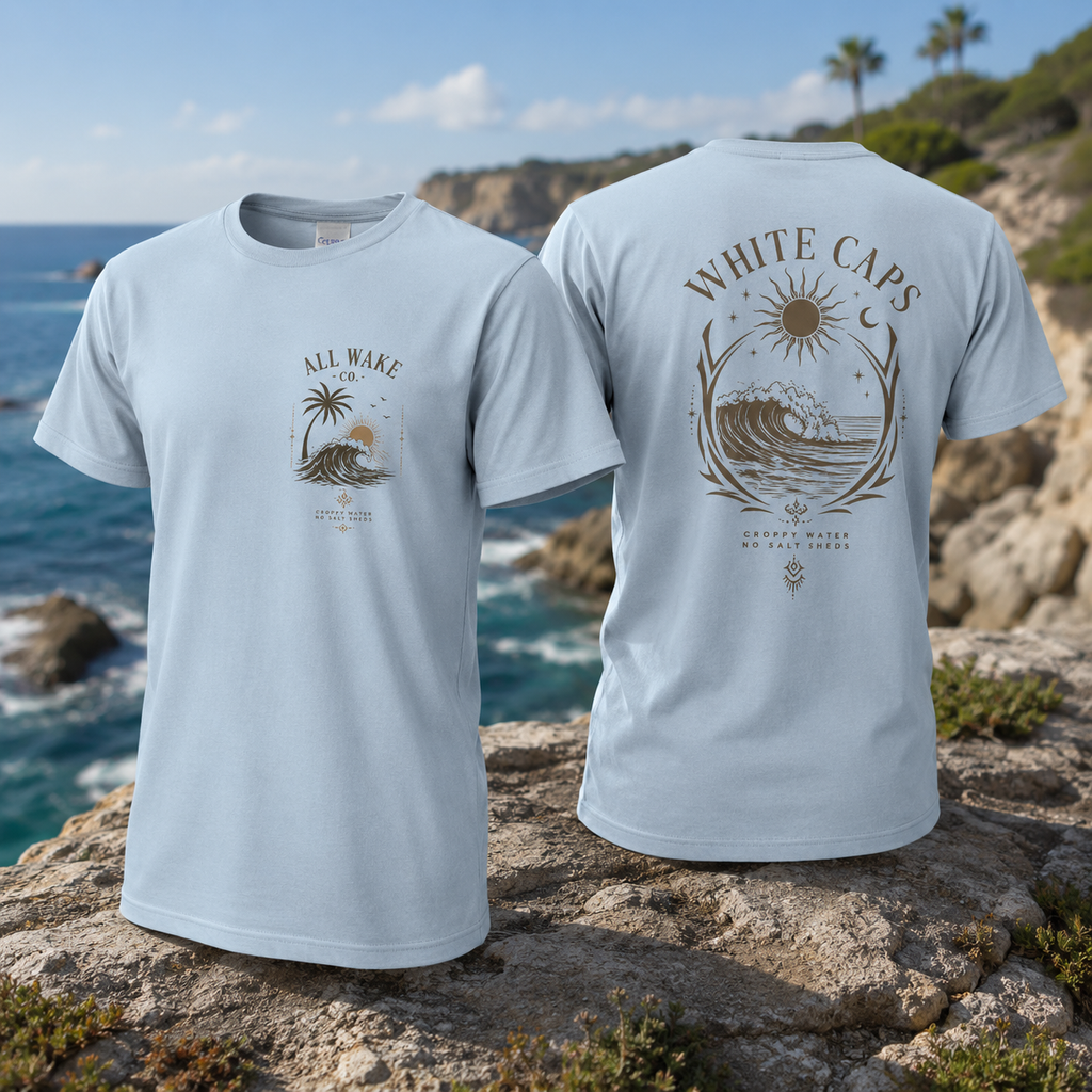 All Wake Co. Womens White Caps T-Shirt