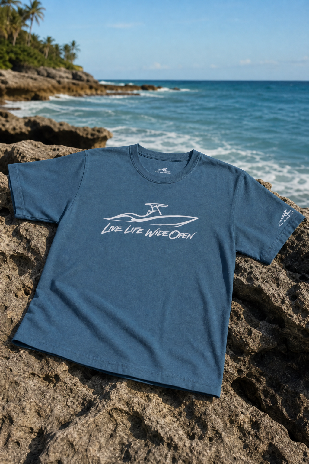 All Wake Co. Center Console Live Life Wide Open T-Shirt