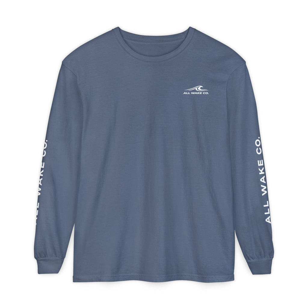 All Wake Co Brand Long Sleeve Shirt — Garment-Dyed Coastal Crewneck