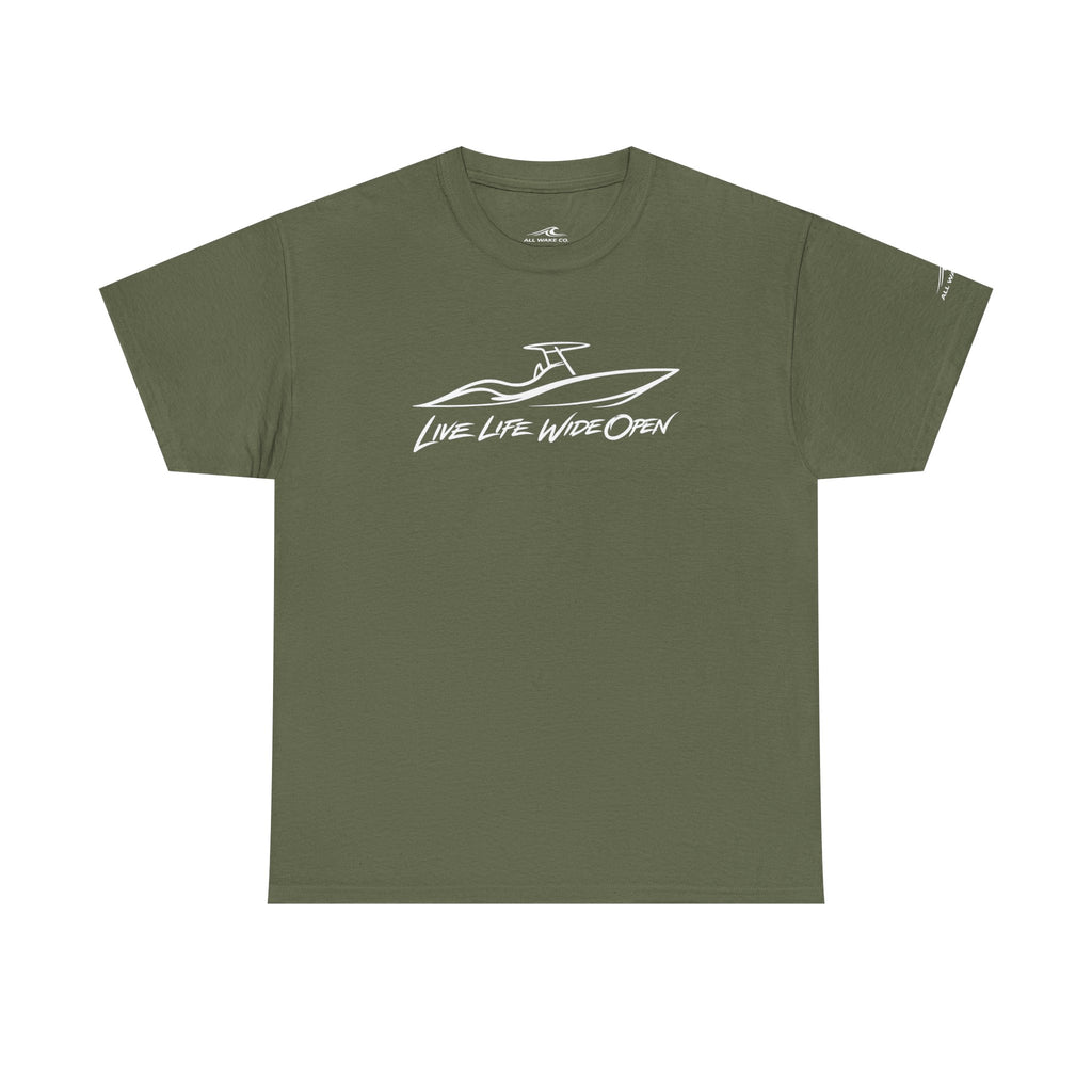All Wake Co. Center Console Live Life Wide Open T-Shirt